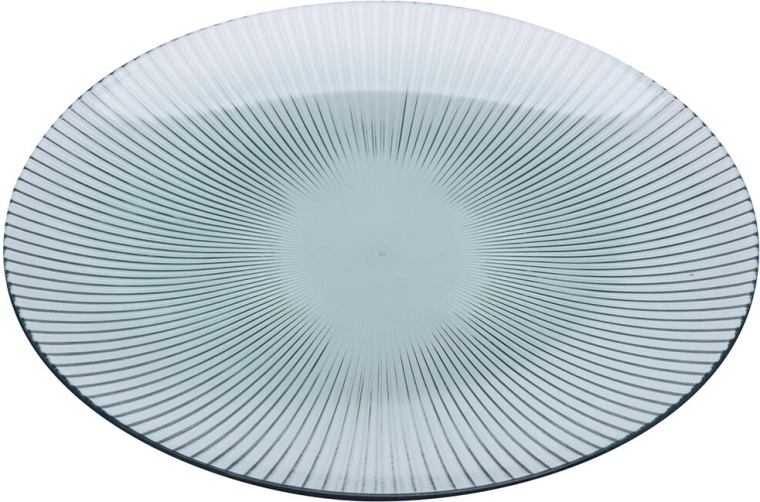 Tavă rotundă de servire cu dungi 25 cm, plastic transparent