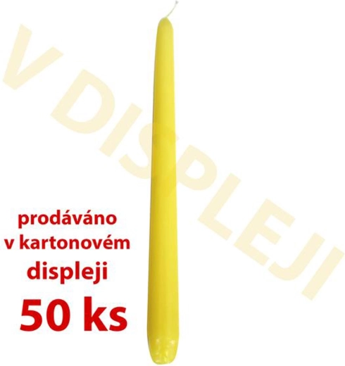 Lumânări conice din parafină galbene 18,5 × 2,3 cm – pachet 50 buc