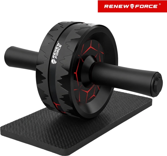 RENEW FORCE roller pentru întărirea abdomenului cu roată dublă și suport pentru genunchi - 1 bucată