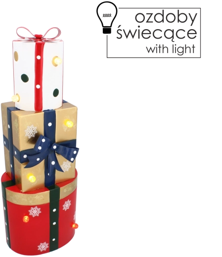 Decorațiune de Crăciun din metal – cutii de cadouri cu iluminare LED 50 cm