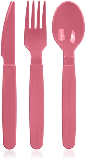 Set de tacâmuri din plastic 3 piese roz închis CULINARIA