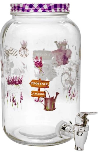 Dozator de băuturi din sticlă cu robinet TORO 3 l Lavandă