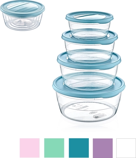 Set de 4 caserole rotunde pentru alimente Trend Box (0,3 l + 0,7 l + 1,1 l + 1,75 l)