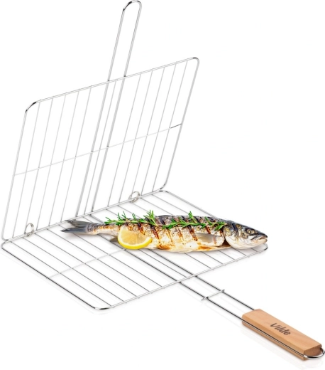 Grătar reversibil Vilde 33 × 29 cm cu mâner din lemn