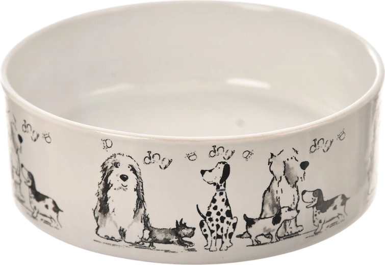 Bol ceramic pentru câini alb 15 × 15 cm