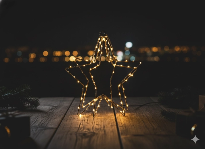 Stea LED de Crăciun 30 cm, alb cald, alimentare pe baterii