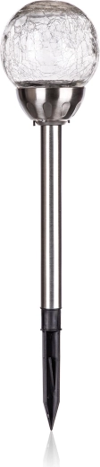 Lampă solară de grădină cu glob de sticlă crăpată 10 cm, inox, 2 LED-uri