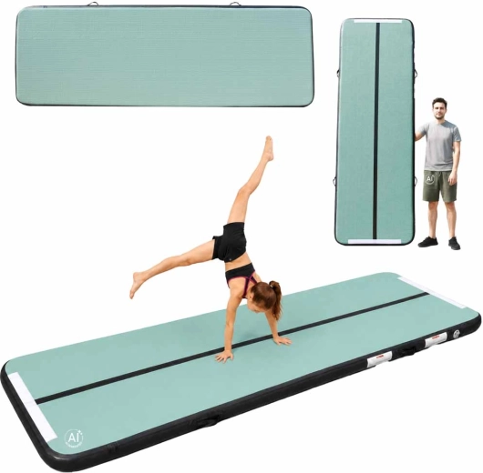 Saltea gonflabilă gimnastică air track 300 × 100 × 10 cm cu pompă electrică, verde