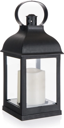 Laternă LED solară neagră 10 × 10 × 22 cm