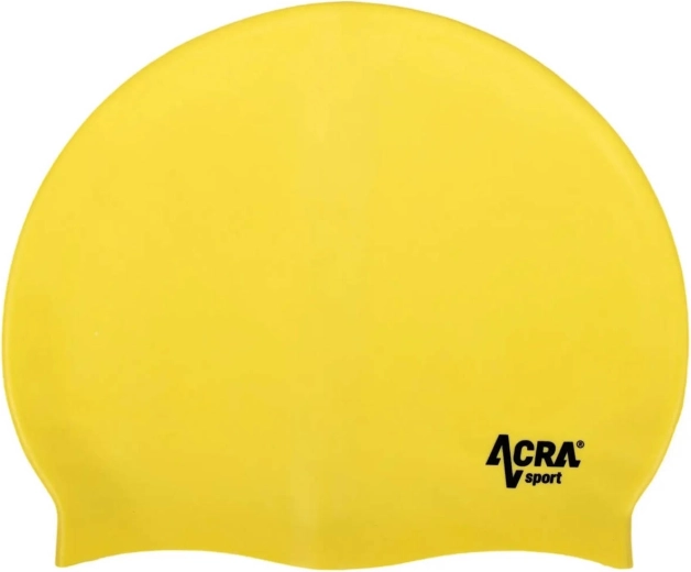 Cască de înot din silicon Acra galbenă - 1 bucată