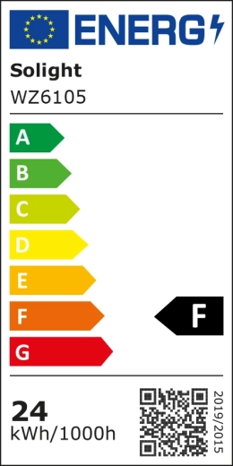 Clasa energetică F și consum 24 kWh/1000 h