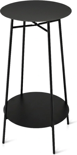 Măsuță auxiliară din metal, neagră, 30 × 60 cm