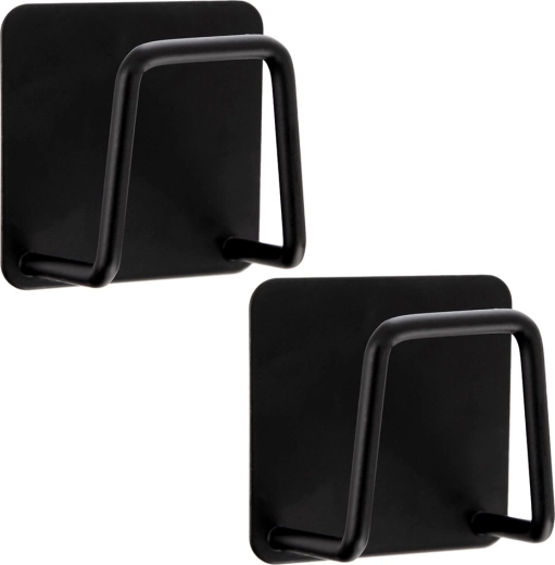 Cârlige adezive negre 4,8 × 4,8 cm, set 2 buc.