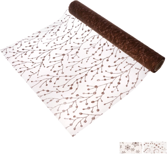 Traversă de masă de Crăciun din poliamidă, 500 × 30 cm, mix maro