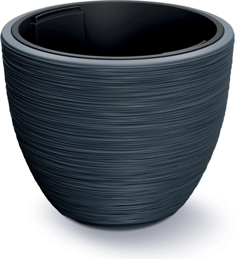 Ghiveci cu inserție Furu 56,9 cm – antracit, învelitoare decorativă din plastic pentru flori