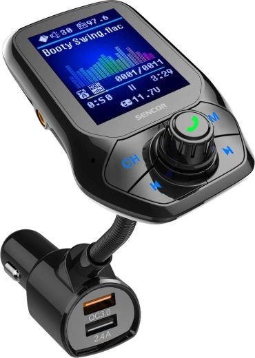 Modulator FM Bluetooth Sencor pentru mașină cu încărcare rapidă