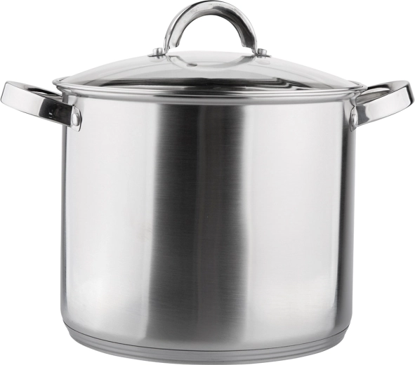 Oală înaltă din inox Fabio 24 cm, 8,5 l, cu capac din sticlă