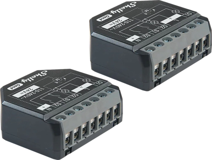 Set 2 controlere shelly 2pm gen4 zigbee/matter pro pentru rulouri și aparate