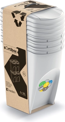 Set 4 coșuri de gunoi Sortibox 4×35 l – gri cenușiu