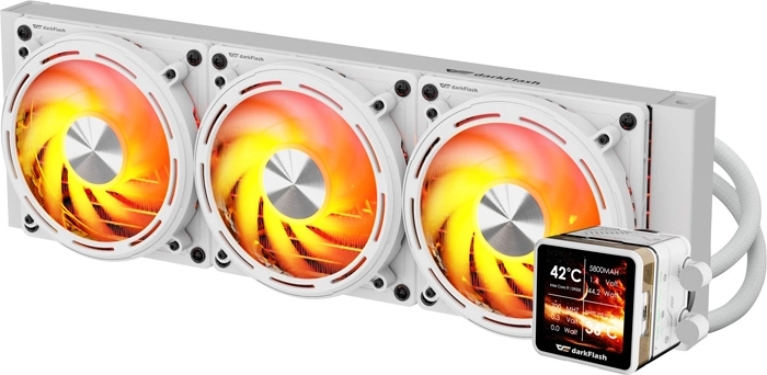 DarkFlash Explore DE360 alb 360mm AIO cooler CPU cu ecran IPS și ARGB