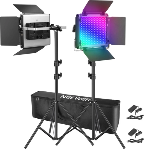 Neewer 2×660 pro ii rgb lumini led cu stative 200 cm