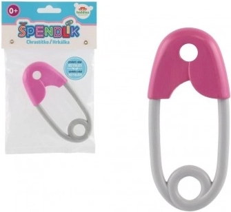 Jucărie zgomotoasă din plastic pentru bebeluși 12cm roz-gri