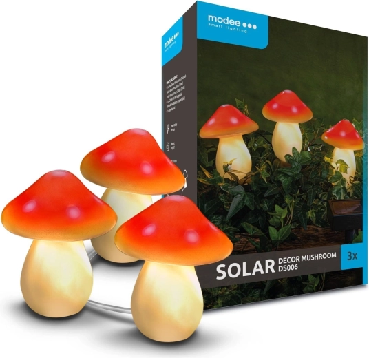 Lămpi solare LED decorative Modee în formă de ciuperci, 3 buc.