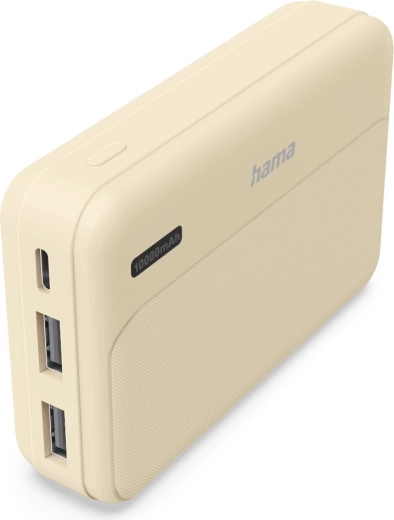 Powerbank Hama Power Pack Pocket 10 10000 mAh, 2× USB-A, culoarea nisipului