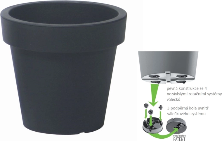 Ghiveci Lofly antracit 58,2 cm cu roți