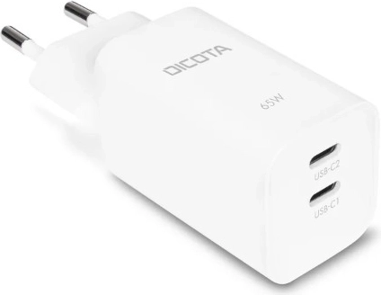 Încărcător GaN alb 65 W cu 2× USB-C (EU)