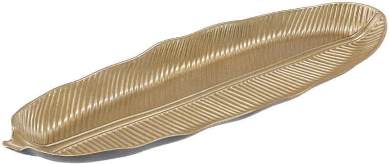 Tavă decorativă frunză aurie, elipsă 40 × 13 cm