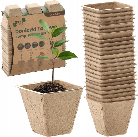 Set de 72 ghivece din turbă 6 × 6 × 5 cm