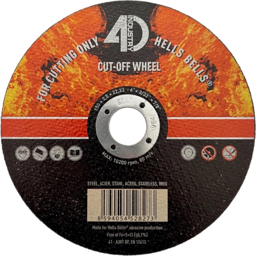 Disc de tăiere pentru oțel și inox 150 × 2,5 × 22,2 mm HELLS BELLS