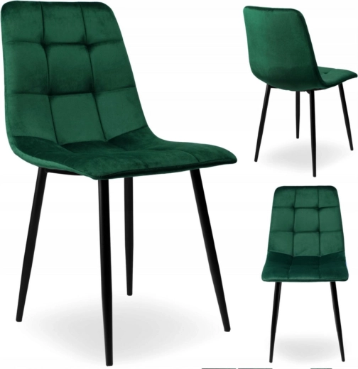 Scaun de dining tapițat din velur în stil loft, verde sticlă - 1 bucată