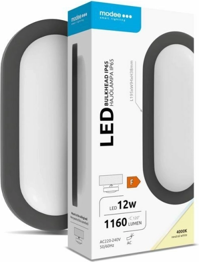 Modee LED corp de iluminat oval de perete/tavan 12 W 4000 K 1160 lm, negru
