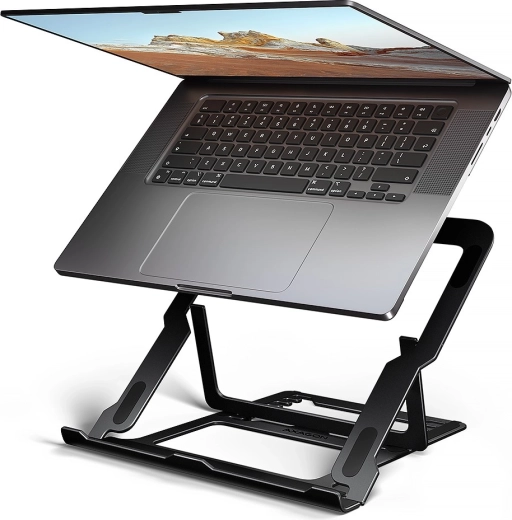 Suport din aluminiu pentru laptop 10–17,3" cu 8 poziții, negru