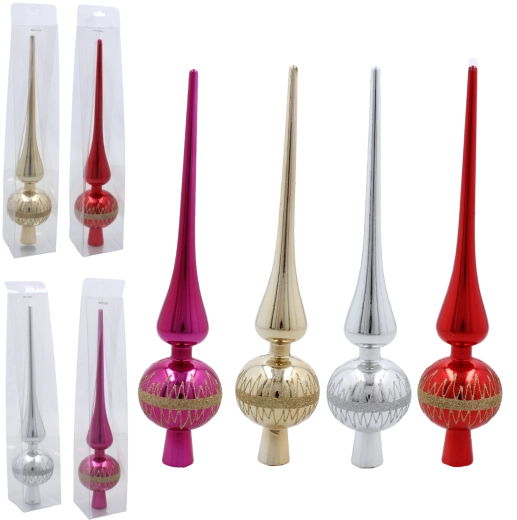 Vârf din sticlă pentru bradul de Crăciun 28 cm