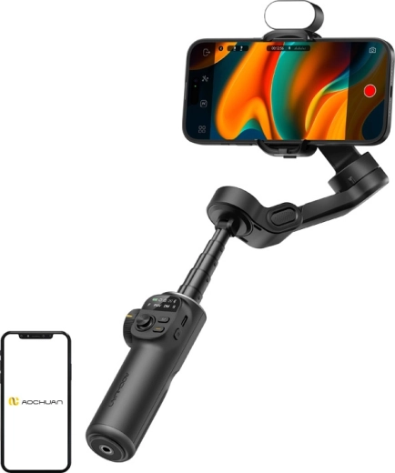 Stabilizator AOCHUAN Smart X2 pentru smartphone cu iluminare RGB, negru