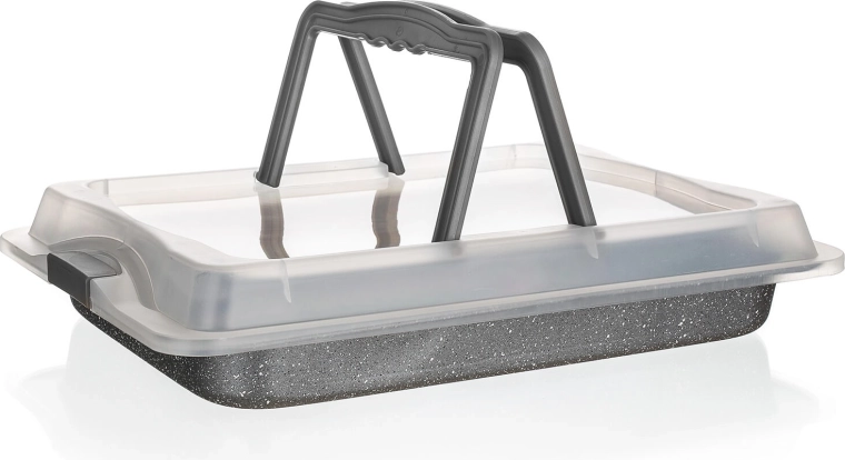 Tavă de copt Banquet Granite cu capac din plastic 42 × 29 × 4,5 cm
