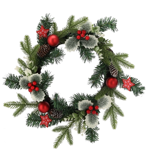 Coroniță de Crăciun roșie cu ilice 40 cm