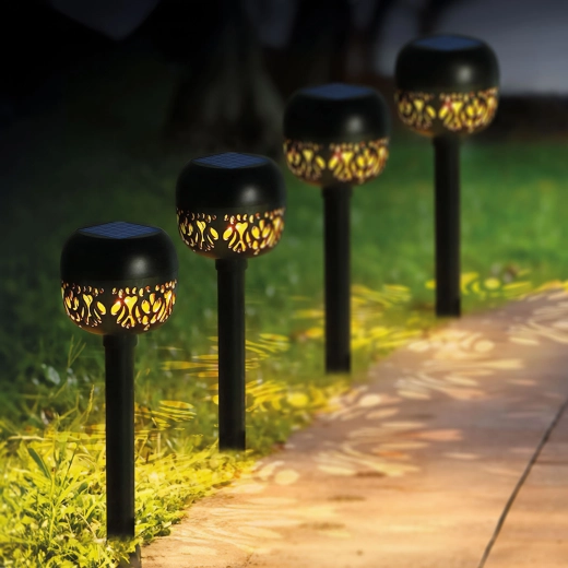 Lampă solară de grădină cu țăruș, cu lumină albă caldă