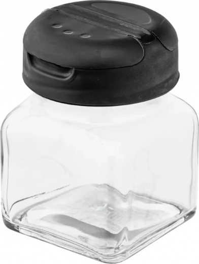 Borcan din sticlă pentru condimente cu capac rabatabil 120 ml negru