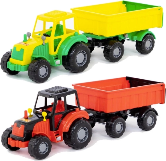 Tractor din plastic cu remorcă pentru copii