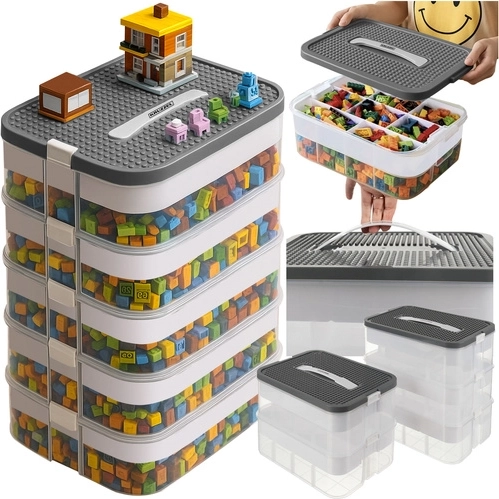 Cutie Kruzzel pentru seturi de construcție 35 l cu organizator, 5 niveluri