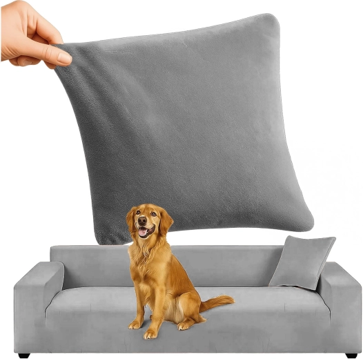 Husă elastică din velur pentru canapea de colț Ruhhy 190–230 cm – Gri închis