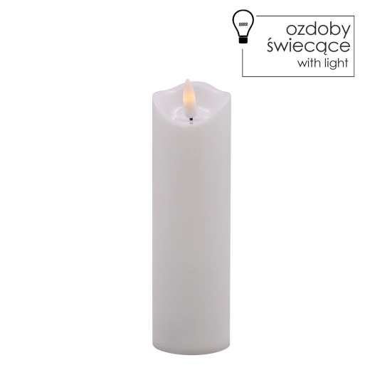 Lumânare LED albă cu flacără pâlpâitoare 5 × 17,5 cm