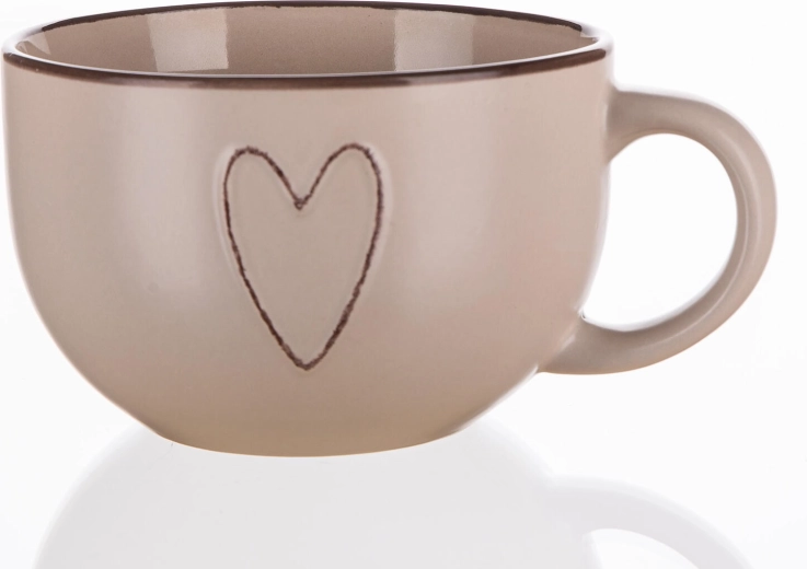 Cană ceramică Jumbo 730 ml HEART bej
