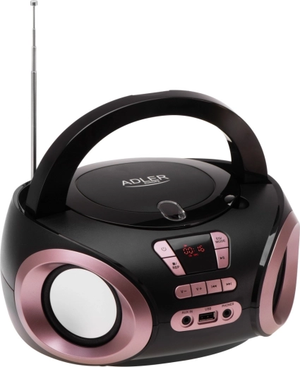 Boombox portabil cu cd/mp3 și radio fm adler ad 1181, negru-cupru