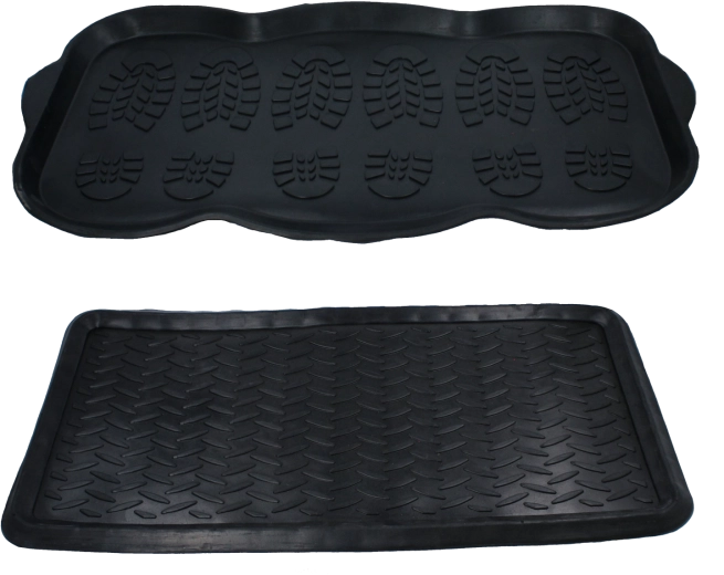 Covoraș dreptunghiular din cauciuc cu tăviță de scurgere 70 × 40 cm negru