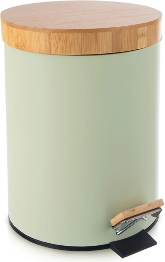 Coș de gunoi metalic cu pedală Greenish 5 l, verde